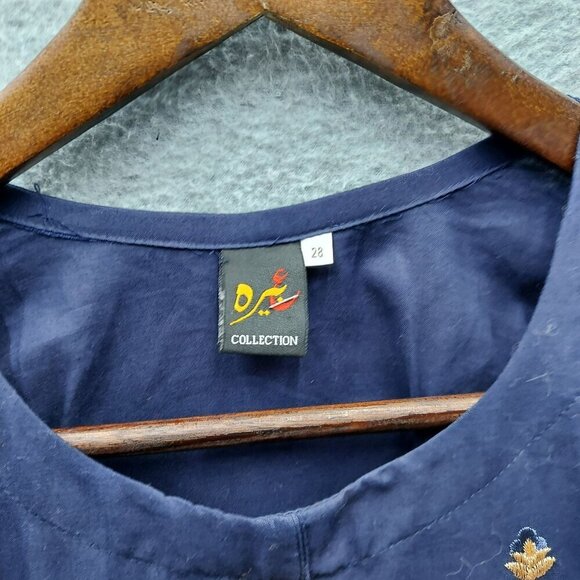 Navy Blue Embroidered 3/4 Sleeve Tunic Top Made In Pakistan - Picture 2 of 4